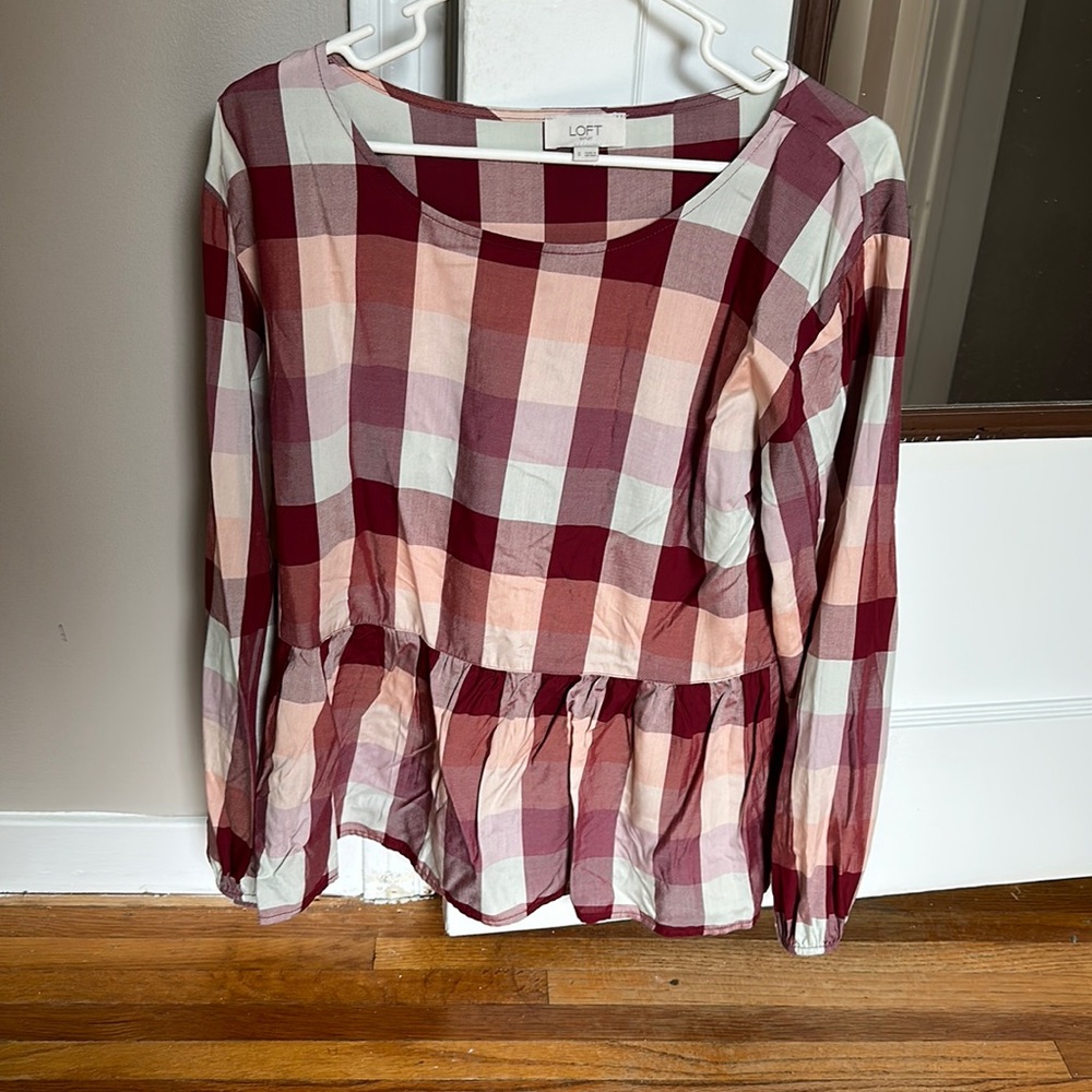 Loft women’s checkered blouse